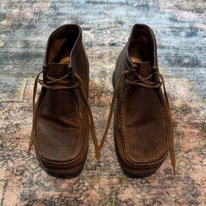 Clark's Wallaby Brown Leather Men's Shoes Boots